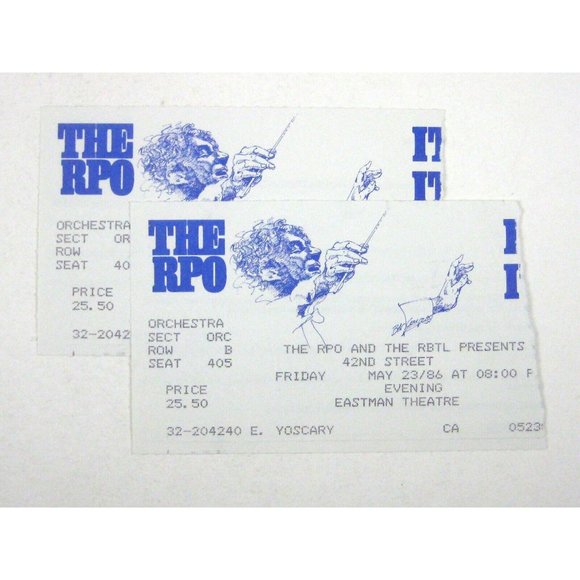Program 1986 Rochester Philharmonic Orchestra Marshal Wydner Ticket RPO NY - Picture 2 of 10